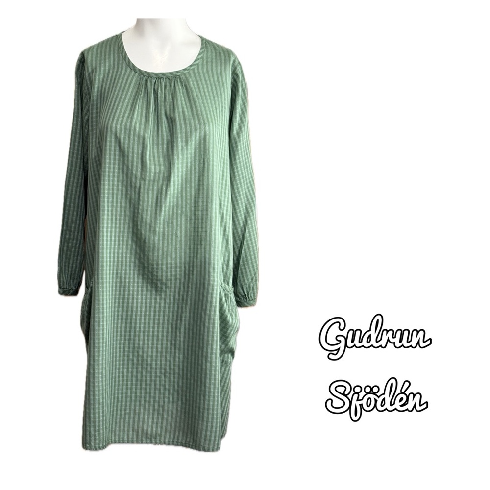 Gudrun Sjoden Sage Green Lightweight Tunic Dress